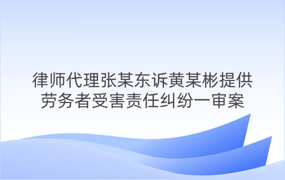 律师代理张某东诉黄某彬提供劳务者受害责任纠纷一审案