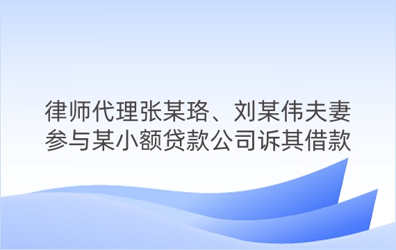 律师代理张某珞、刘某伟夫妻参与某小额贷款公司诉其借款合同纠纷一审、二审案