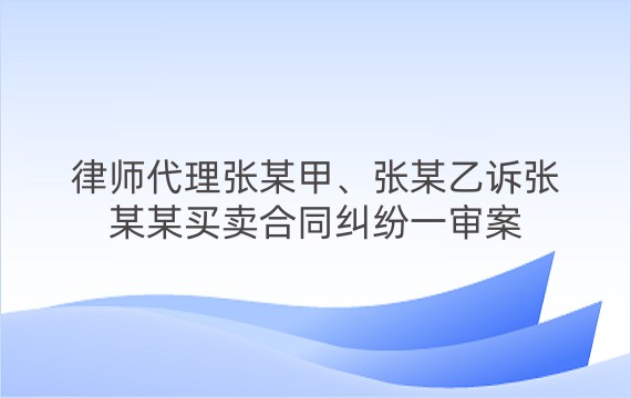 律师代理张某甲、张某乙诉张某某买卖合同纠纷一审案