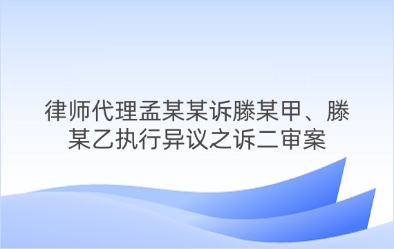 律师代理孟某某诉滕某甲、滕某乙执行异议之诉二审案