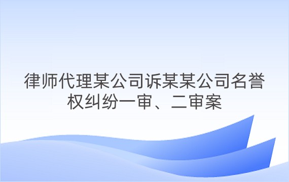 律师代理某公司诉某某公司名誉权纠纷一审、二审案