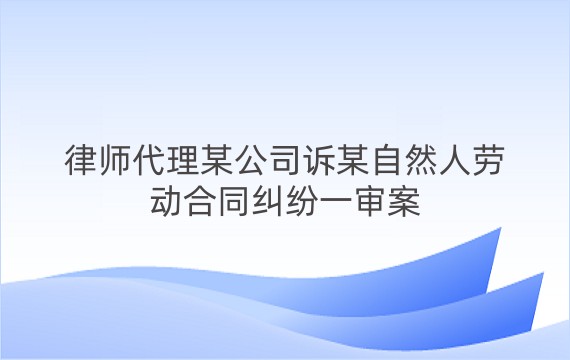 律师代理某公司诉某自然人劳动合同纠纷一审案