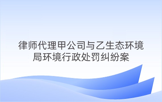 律师代理甲公司与乙生态环境局环境行政处罚纠纷案