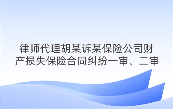 律师代理胡某诉某保险公司财产损失保险合同纠纷一审、二审案