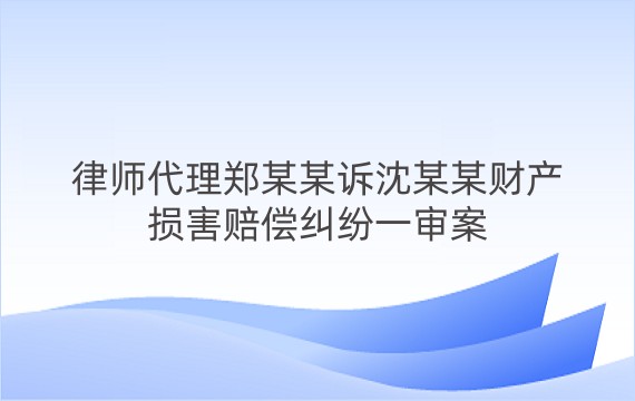 律师代理郑某某诉沈某某财产损害赔偿纠纷一审案