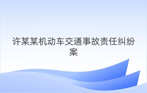 许某某机动车交通事故责任纠纷案