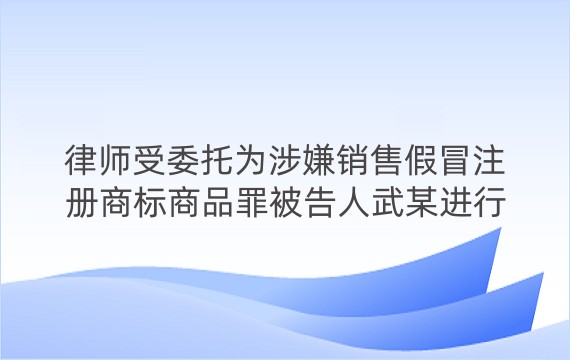 律师受委托为涉嫌销售假冒注册商标商品罪被告人武某进行辩护案