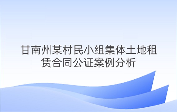 甘南州某村民小组集体土地租赁合同公证案例分析