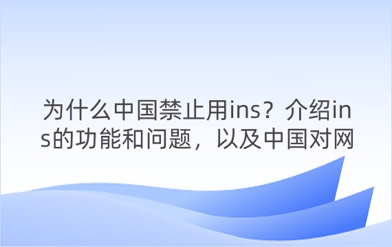 为什么中国禁止用ins？介绍ins的功能和问题，以及中国对网络安全和主权的立场和措施